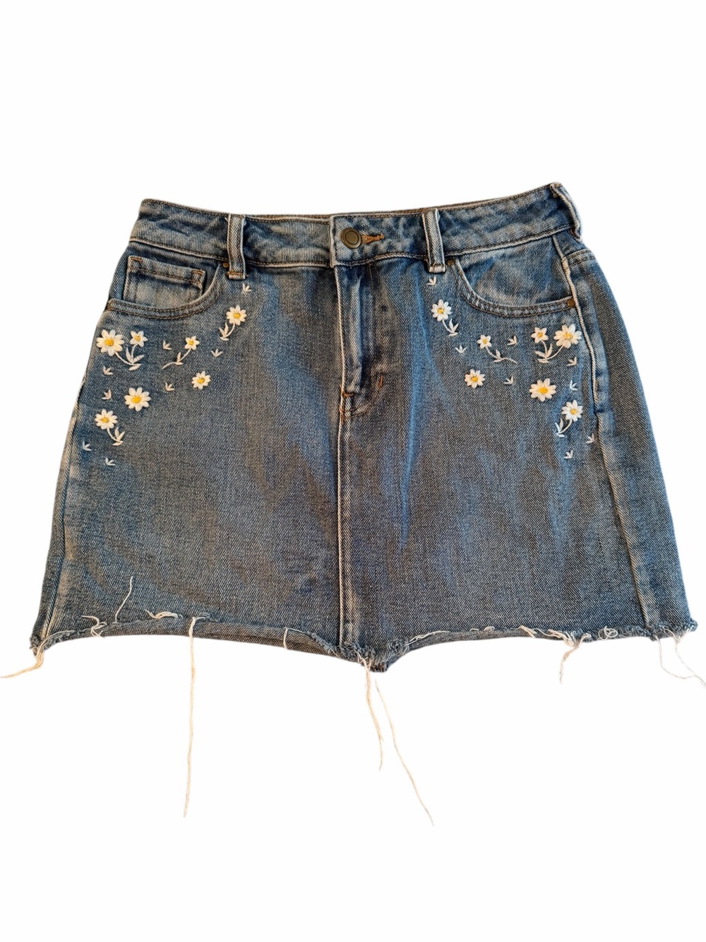 Lottie Moss Denim Mini Skirt with Embroidered Daisies